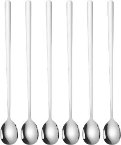 House Of Husk Latte Macchiato Lepels Set - Lange Theelepels - Koffielepels - Longdrinklepels - Sorbetlepels - Barlepel - RVS - 6 Stuks - 20CM - Zilver