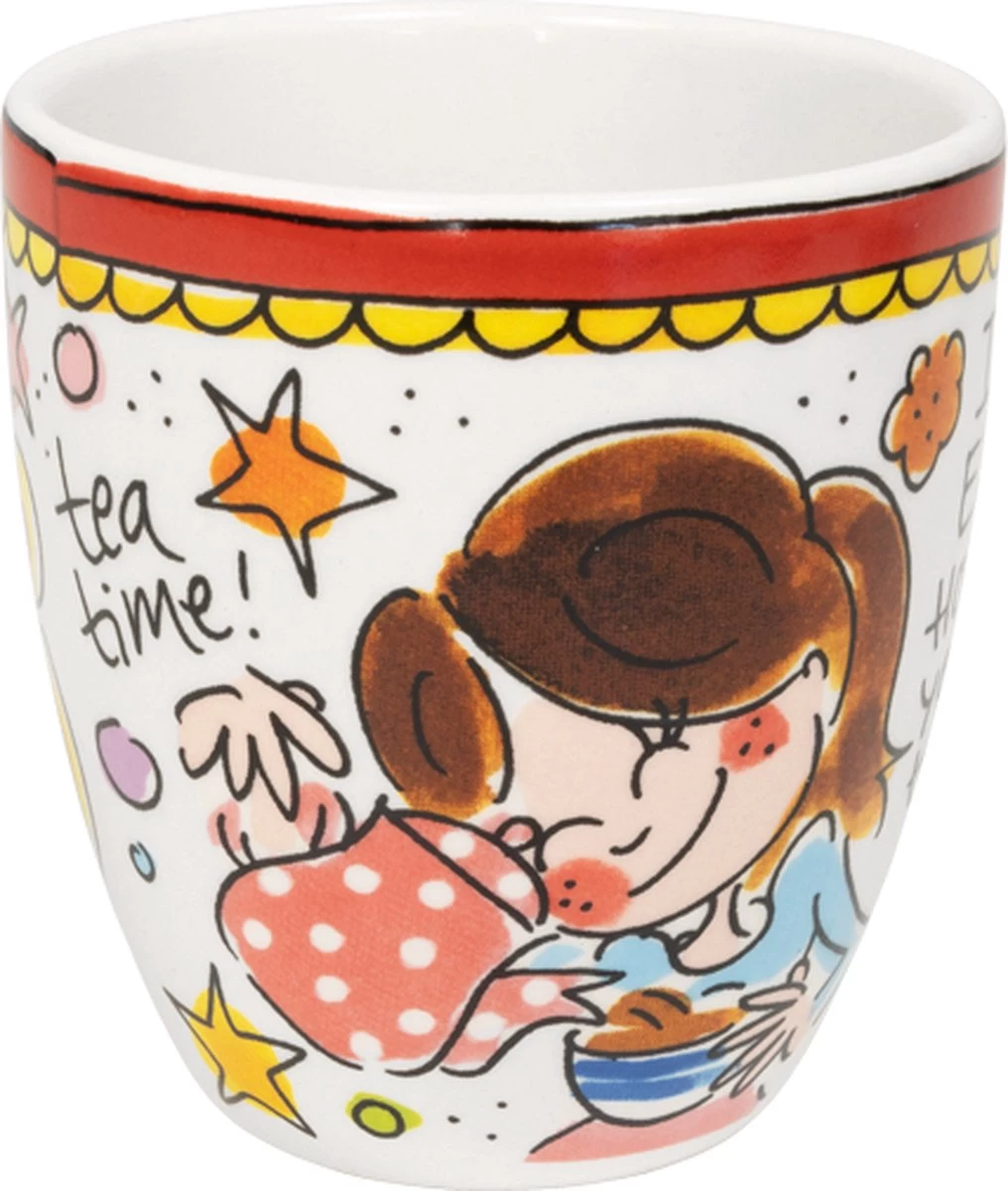 Blond Amsterdam, Even Bijkletsen Mini Mok Rode Rand Zonder Oor, 0,2L - Afbeelding 2