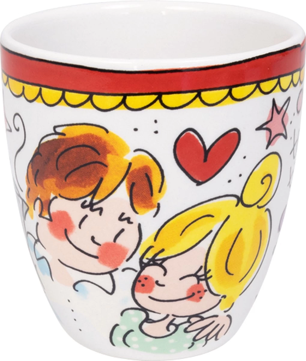 Blond Amsterdam, Even Bijkletsen Mini Mok Rode Rand Zonder Oor, 0,2L - Afbeelding 4