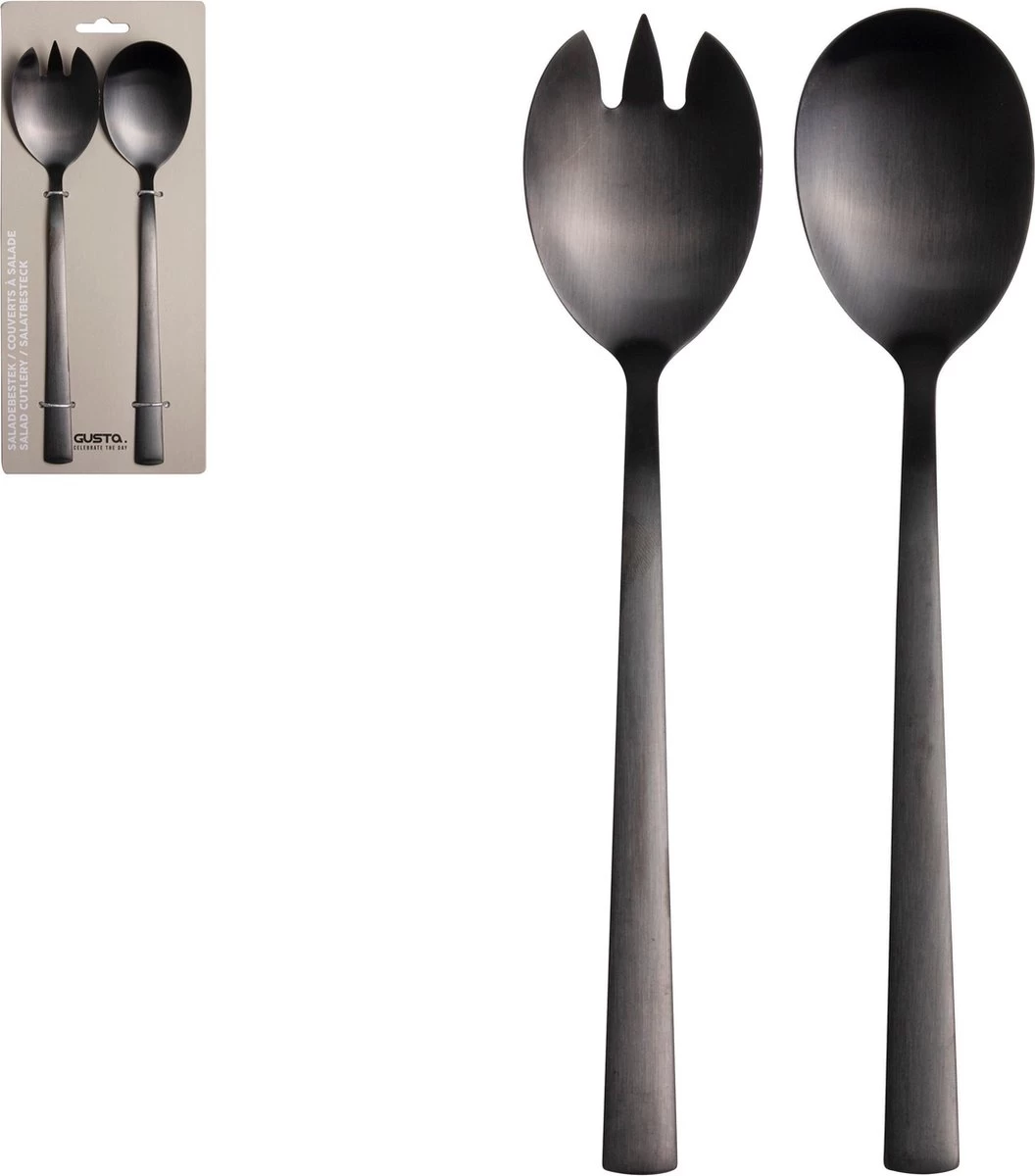 CasaLupo Saladebestek Zwart - 2 Stuks - Afbeelding 4
