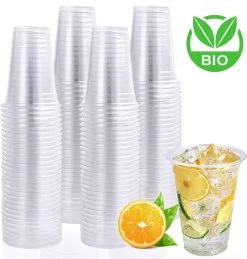 Bio Plastic Bekers - 140 Stuk(s) - 250 Ml - Transparant - Cups - Plastic Glazen - Kerst Servies