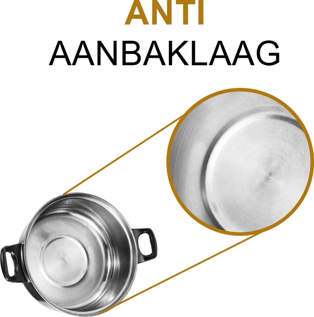 KitchenPrince 12-Delige Pannenset RVS - Pottenset - Kookpannen - Koekenpan - Steelpan - Bakpan - PFAS-Vrij - Pannenset - Pannenset Inductie - Antiaanbaklaag - Koekenpannenset - Afbeelding 3