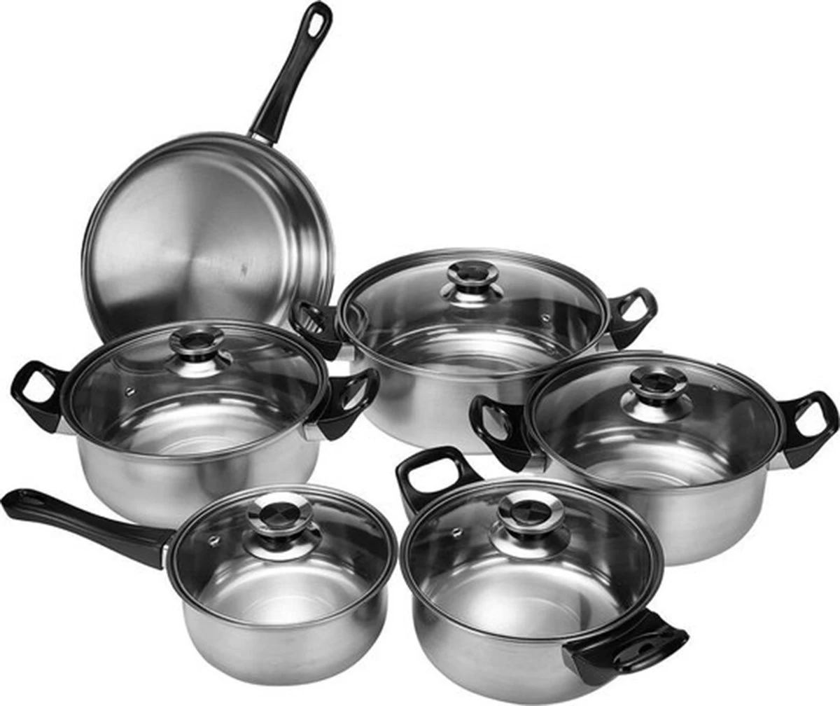 KitchenPrince 12-Delige Pannenset RVS - Pottenset - Kookpannen - Koekenpan - Steelpan - Bakpan - PFAS-Vrij - Pannenset - Pannenset Inductie - Antiaanbaklaag - Koekenpannenset - Afbeelding 6