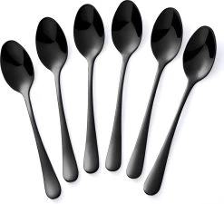 Alheco 6 Ovale Theelepels - 12.3cm - RVS Theelepeltjes - Zwart