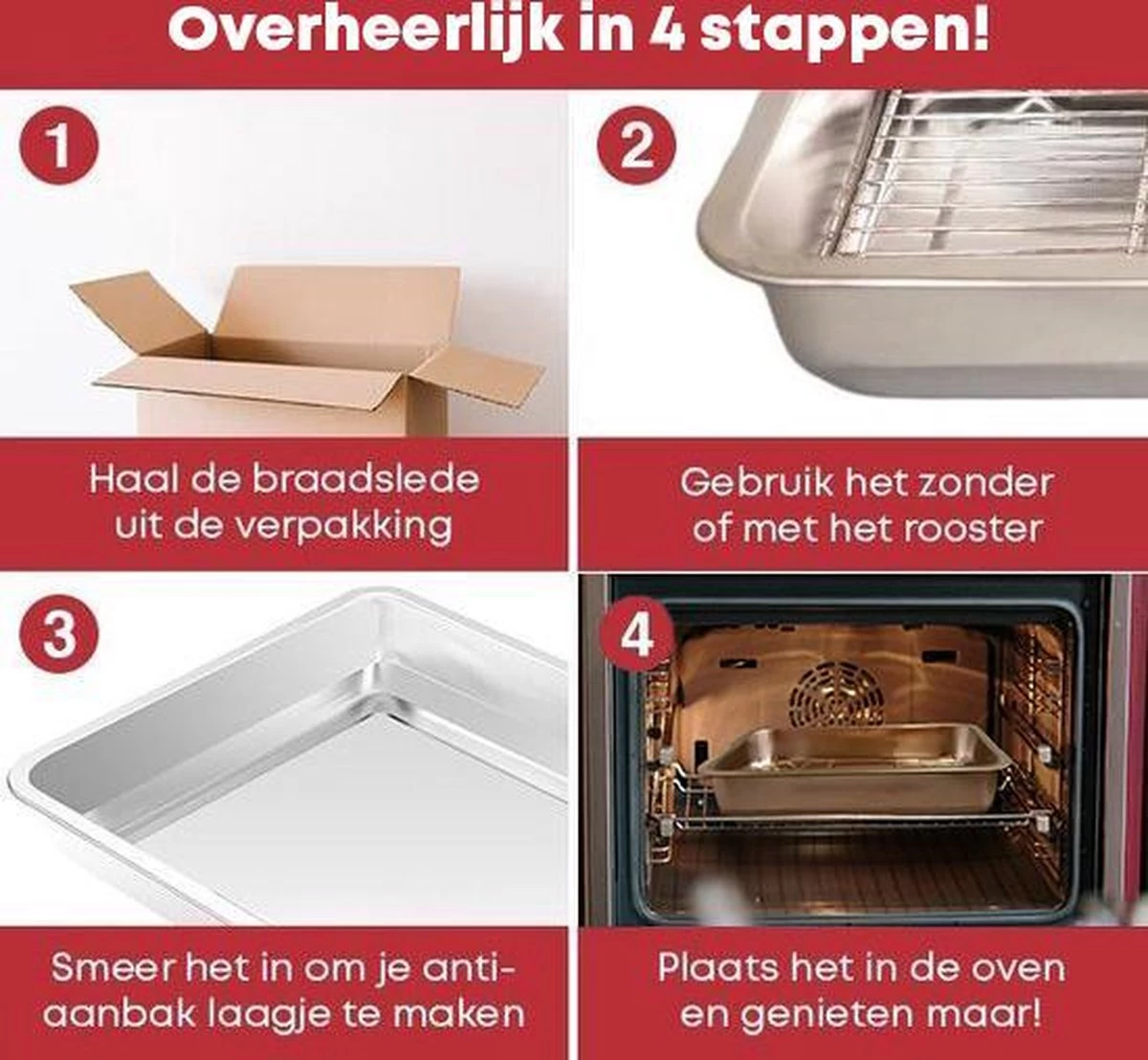 YUGN COMBI Set Braadslede Ovenschaal Combi Braadslee Oven Set - 2x Braadslede Met Rooster Voor Ovengerechten - 36x27x7CM En 40x30x7CM En Inclusief Bakkwast - Cadeau- Cadeautip - Afbeelding 4