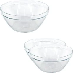 Merkloos Set Van 3x Glazen Saladekommen/keukenschalen Pompei 26 En 20 Cm - Schalen/kommen/mengkommen Van Glas