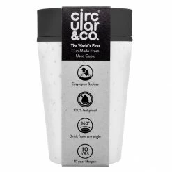 Circular&Co. Herbruikbare To Go Koffiebeker (rCUP) Crème/zwart 8oz/227ml
