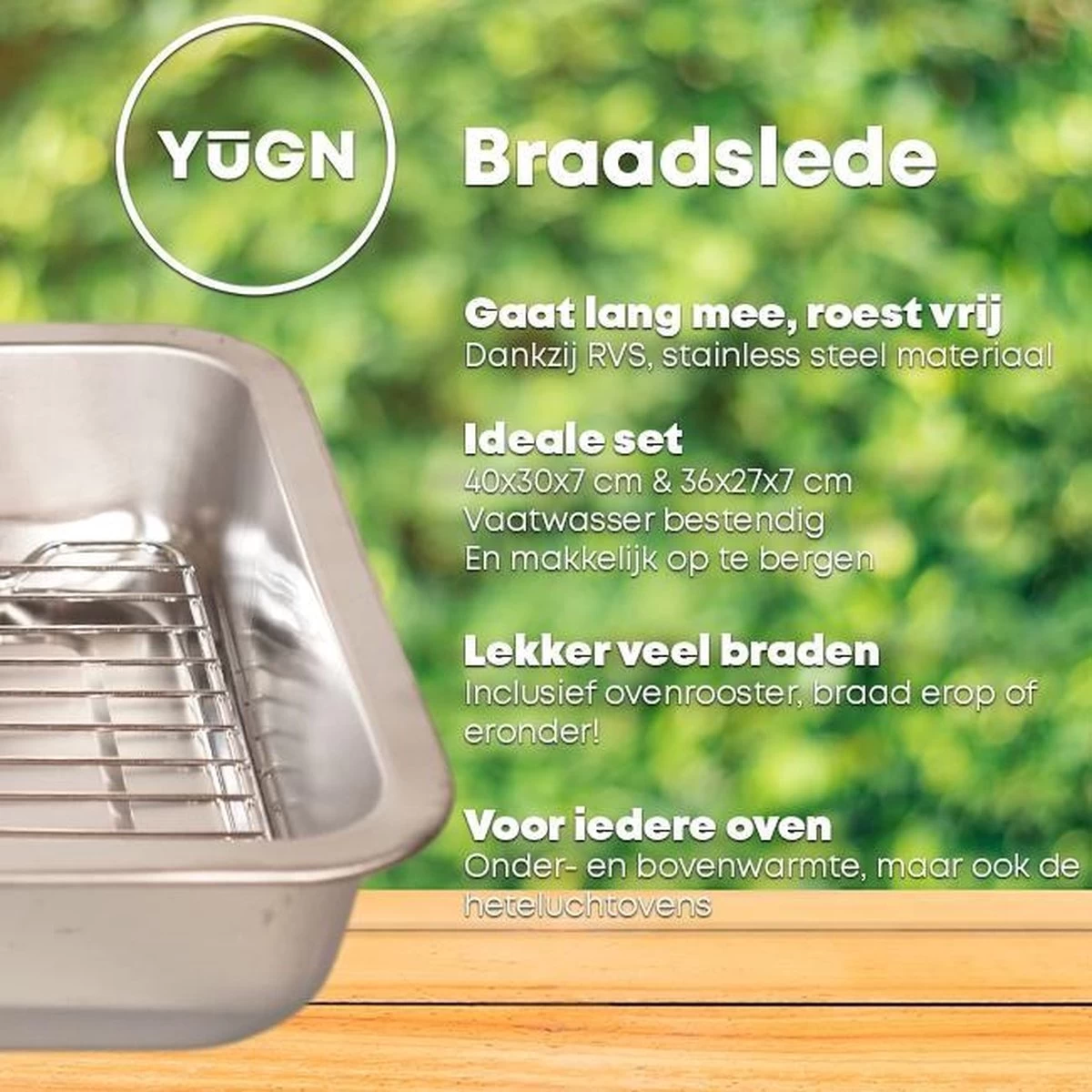 YUGN COMBI Set Braadslede Ovenschaal Combi Braadslee Oven Set - 2x Braadslede Met Rooster Voor Ovengerechten - 36x27x7CM En 40x30x7CM En Inclusief Bakkwast - Cadeau- Cadeautip - Afbeelding 5