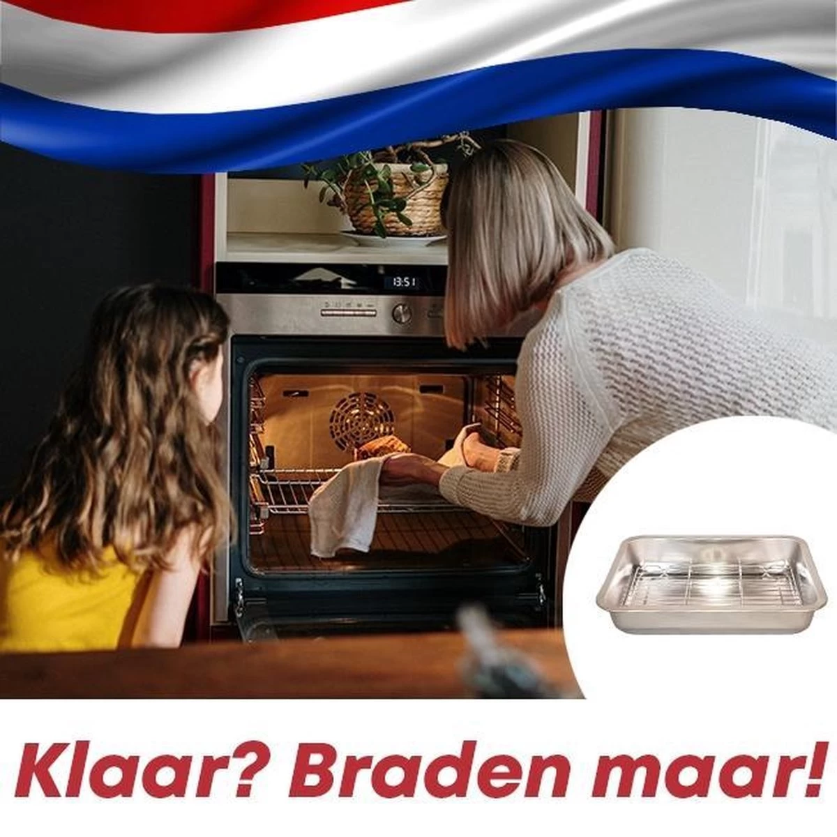 YUGN COMBI Set Braadslede Ovenschaal Combi Braadslee Oven Set - 2x Braadslede Met Rooster Voor Ovengerechten - 36x27x7CM En 40x30x7CM En Inclusief Bakkwast - Cadeau- Cadeautip - Afbeelding 11