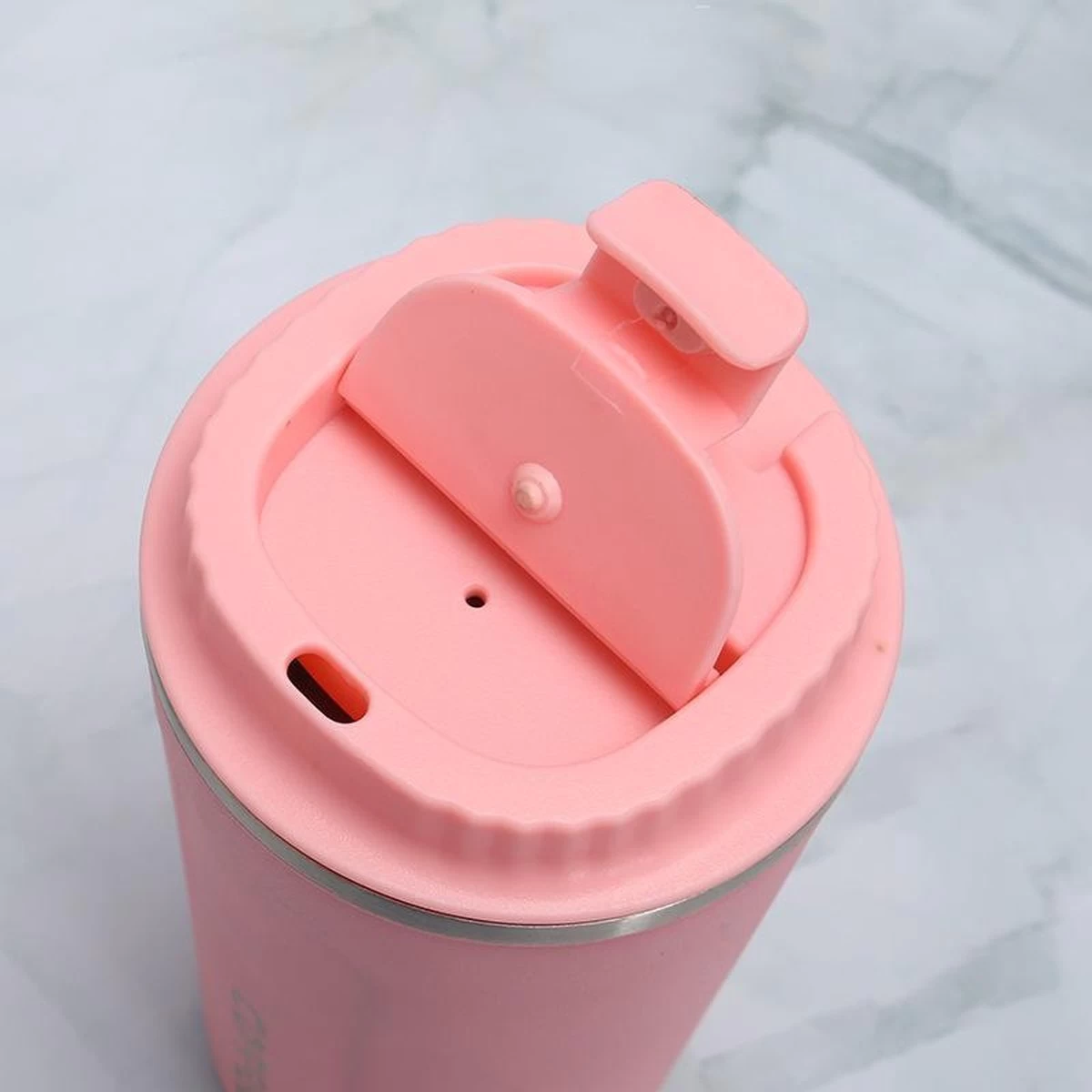 Koffiebeker To Go | Lekvrije Thermosbeker | Thermosfles | RVS Reisbeker | Dubbelwandige Travel Mug | 350 Ml | Roze - Afbeelding 6