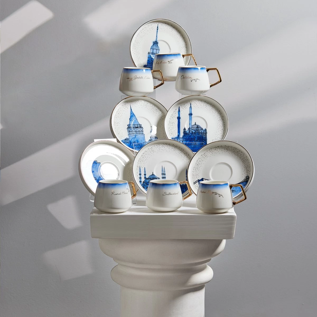 KARACA -ISTANBUL- 12 DELIGE- KOFFIEKOPJES VOOR 6 PERSONEN SET-Karaca Istanbul Set Van 12 Koffiekopjes 90 Ml- Moccamokken -espressokopjes Set Van Porselein, 6 Personen Robuuste Mokkatas, Porselein