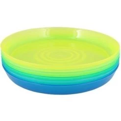Merkloos Kinder Borden / Bordjes JENSEN - Geel / Groen / Blauw - Kunststof- Set Van 6 - Kinderservies