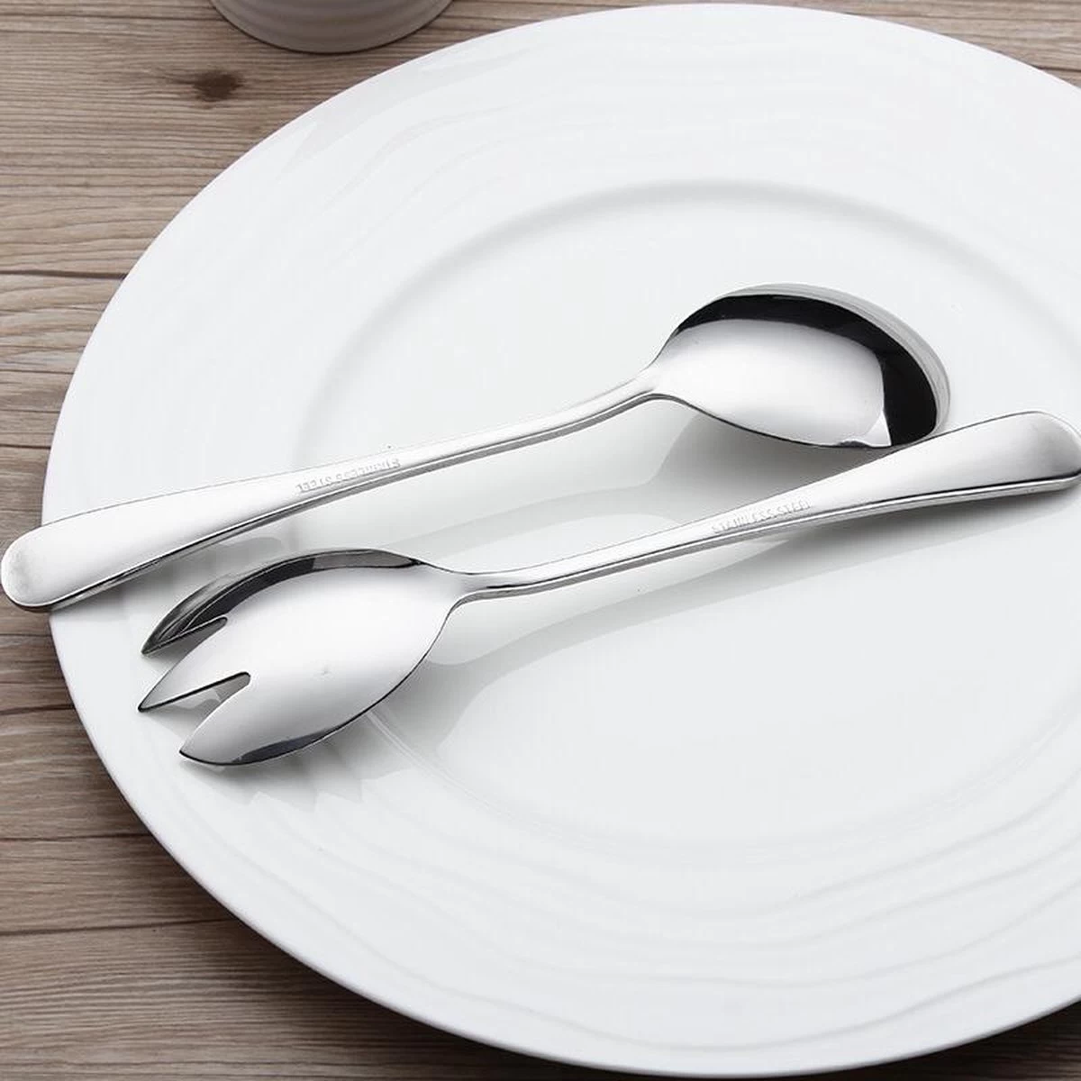 Alheco Klein Slabestek - Voor 2/3 Persoons Saladekommen - 2-delig Saladebestek - Zilver - Afbeelding 3