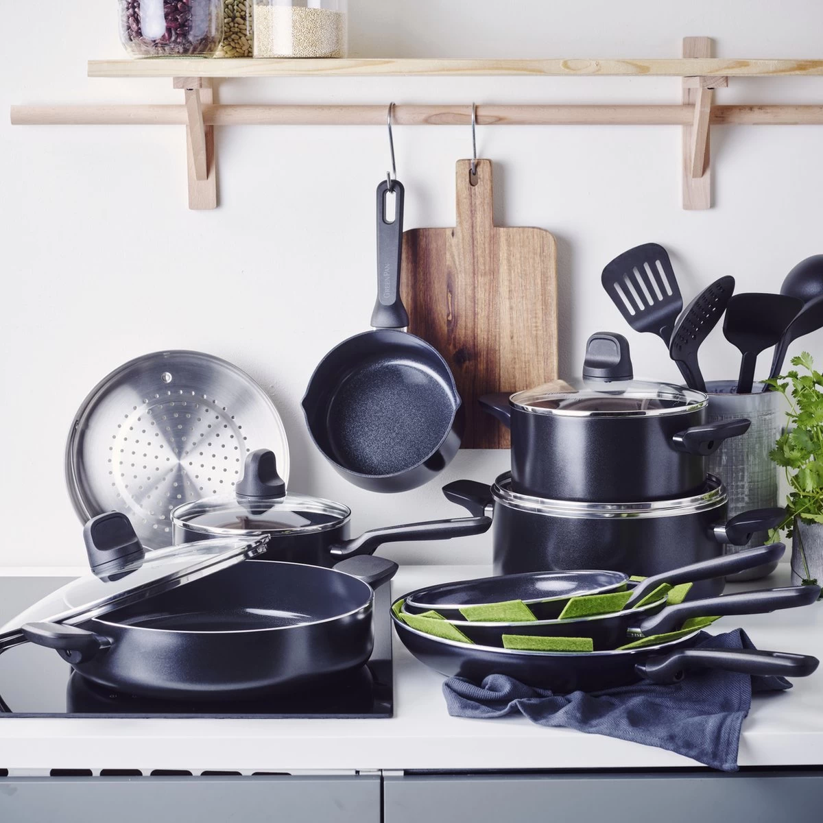 GreenPan Memphis Pannenset - 20-delig - Zwart - Inductie - PFAS-vrij - Afbeelding 5