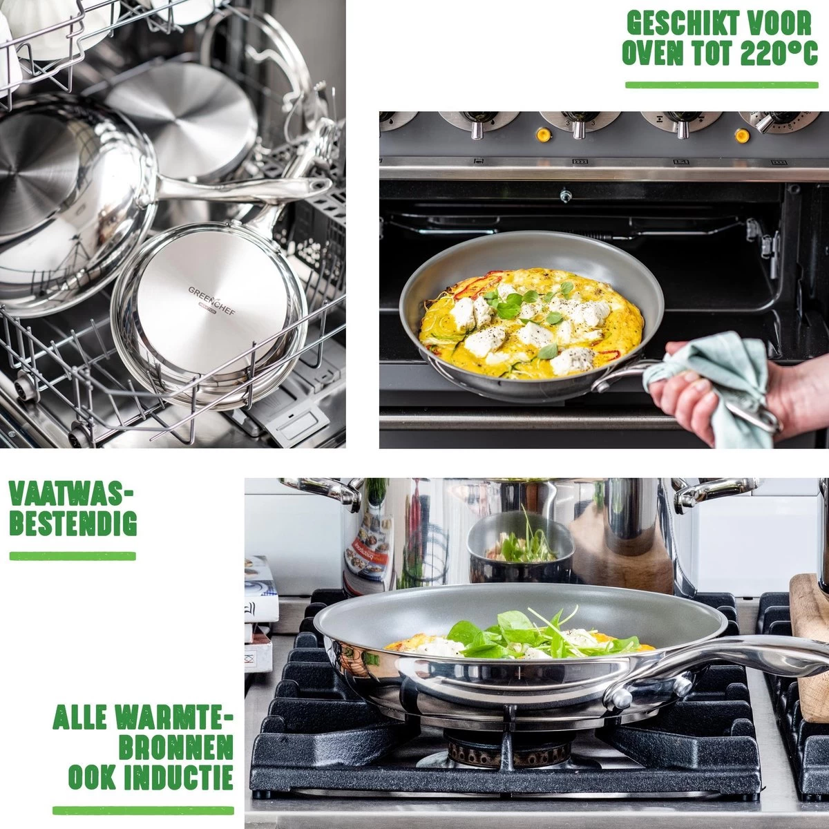 GreenChef Profile Plus Koekenpan 28cm - Zilverkleurig - Inductie - PFAS-vrij - Afbeelding 8