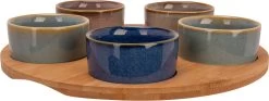 Cosy & Trendy Serveerplank Bamboe Dia 25 Cm Met 5x Luxe Hapjes/saus/tapas Schaaltjes