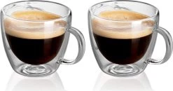 Glasrijk® Dubbelwandige Espresso Glazen - 80 Ml - 2 Stuks - Espresso Kopjes - Espresso Kopjes Dubbelwandig - Espresso Glazen - Espressokopjes - Dubbelwandige Glazen