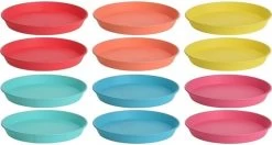 Merkloos 12x Gekleurde Borden Kunststof 23 Cm - Campingservies/picknickservies