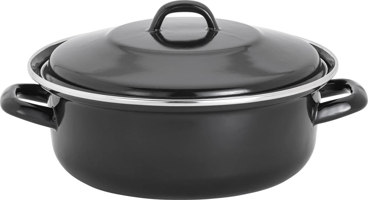 Lite-Body - Emaille - Magnus Braadpan 24cm/2,5l Met Deksel - Zwart - Inductie