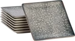 Lite-Body Hermes Gebaksbordjes - Set Van 8 Stuks - Ø16 Cm - Grijs Relief