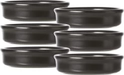 6x Creme Brulee Mini Schaaltjes/bakjes Zwart 7,5 Cm Van Aardewerk - 80 Ml - Tapas Schaaltjes