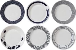 Royal Doulton Pacific - Pastaborden / Bordenset - Porselein - Wit / Blauw - ⌀ 22 Cm - 6 Stuks