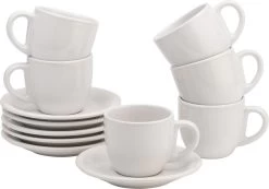 Lite-Body Hermes Kop En Schotel - 18 Cl - Set Van 6 Stuks - Wit