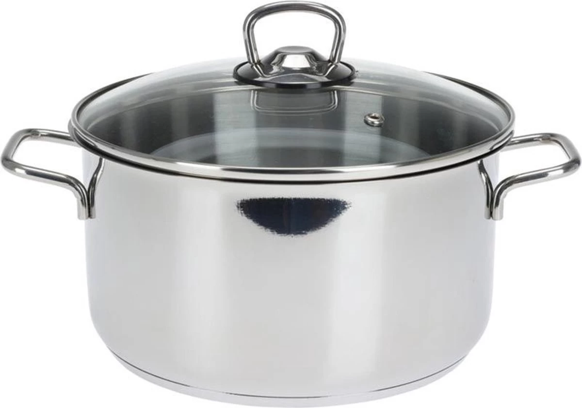 KOOPMAN Roestvrijstalen Pan 4,5 Liter - Met Glazen Deksel