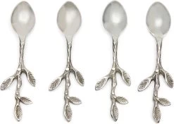Riviera Maison Thee Lepels - Lovely Leaf Spoon - Zilver - Set 4 Stuks