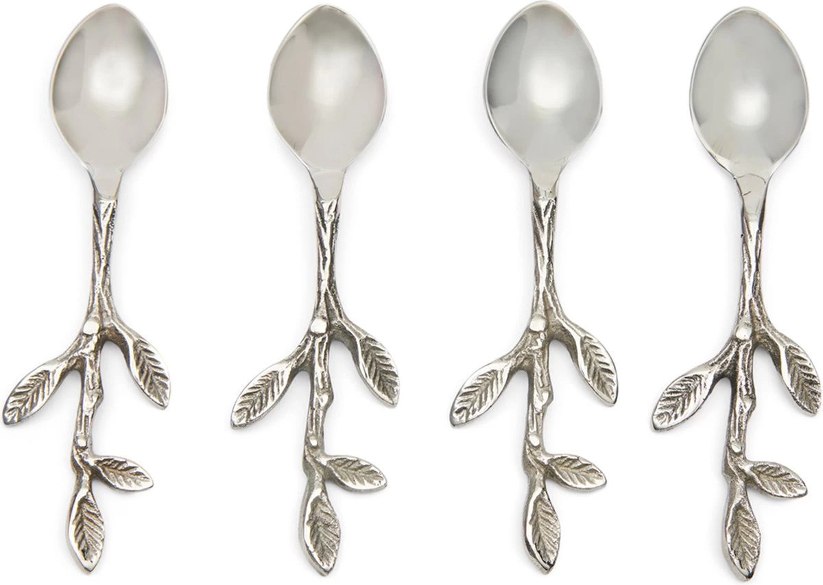 Riviera Maison Thee Lepels - Lovely Leaf Spoon - Zilver - Set 4 Stuks