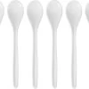 6x Eierlepeltjes Wit Kunststof 13 Cm - Keukengerei - Keukenbenodigdheden - Bestek - Lepels/lepeltjes Voor Koffie/thee/dessert/eieren