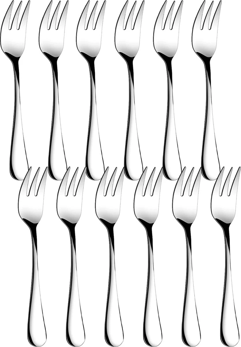 House Of Husk® Gebaksvorkjes - Dessertvorken - Taartvorkjes - Cocktailvorken - Klein Vorkjes - 12 Stuks - RVS - Zilver